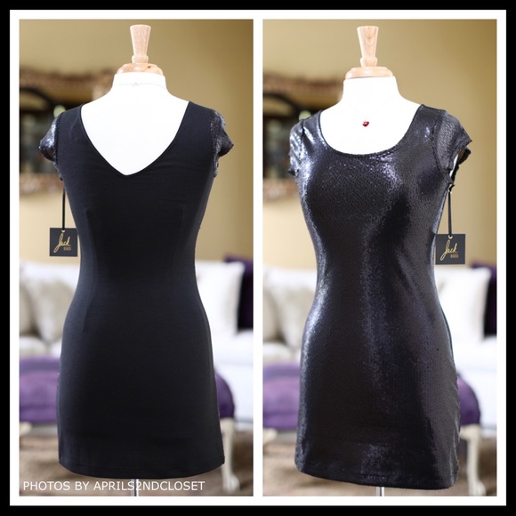 BB DAKOTA BLACK SEQUIN COCKTAIL MINI DRESS A2C - Picture 3 of 8